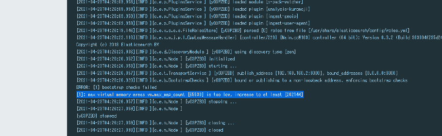 Docker上の Elasticsearch が起動できないときの対処法